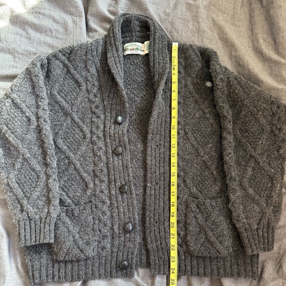 Aran Crafts Dark Gray Cable Knit Cardigan